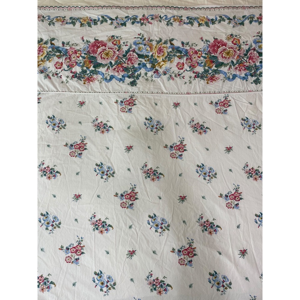 Vtg Floral Twin Flat Sheet‎ Wamsutta Supercale Elite 100% Combed Supima Flaws
